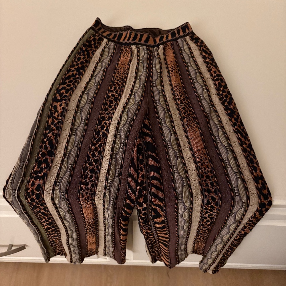 Cecilia Prado X Anthropologie Knit Mixed Print Straight Wide Leg Pants: Neutral